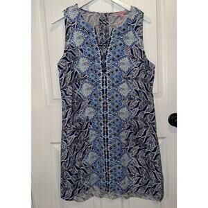 Lilly Pulitzer Dress Blue Mini Kelby Shift Mermaid Tail V Neck Tank Size 14
